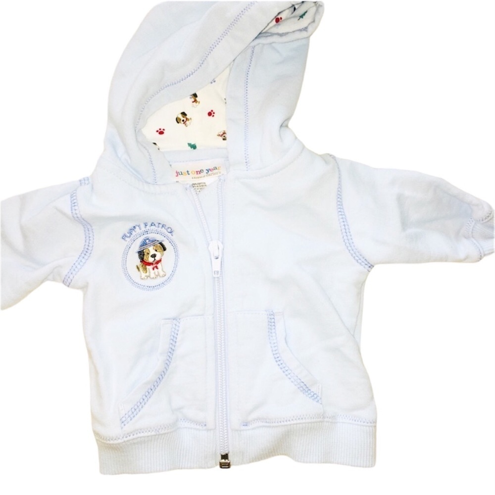 Carters just one year blue newborn hooded jacket